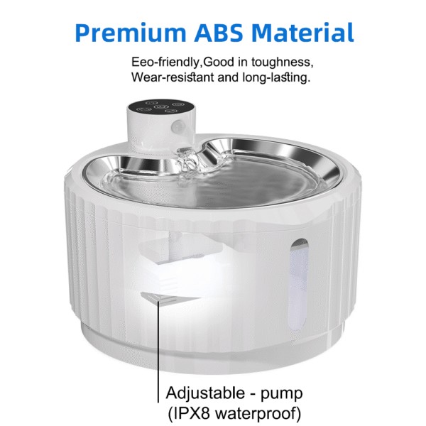 2.8L Cat Water Dispenser Plastic Water Fountain for Cats Smart Automatic Stainless Steel Drinking Tray Pet Water Bowl - Image 12