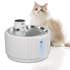 2.8L Cat Water Dispenser Plastic Water Fountain for Cats Smart Automatic Stainless Steel Drinking Tray Pet Water Bowl