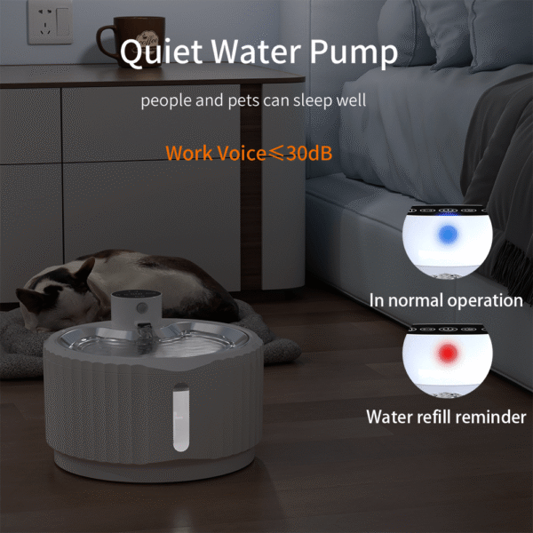 2.8L Cat Water Dispenser Plastic Water Fountain for Cats Smart Automatic Stainless Steel Drinking Tray Pet Water Bowl - Image 8