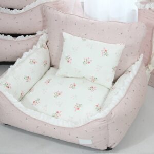Pink Floral Puppy & Kitten Sofa Bed – soft, cozy, removable & washable mini nest.