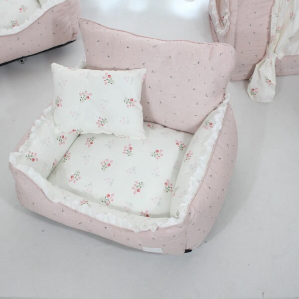 Pink Floral Puppy & Kitten Sofa Bed – soft, cozy, removable & washable mini nest. - Image 4