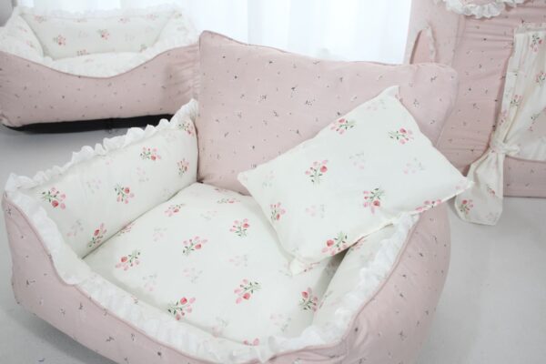 Pink Floral Puppy & Kitten Sofa Bed – soft, cozy, removable & washable mini nest. - Image 5