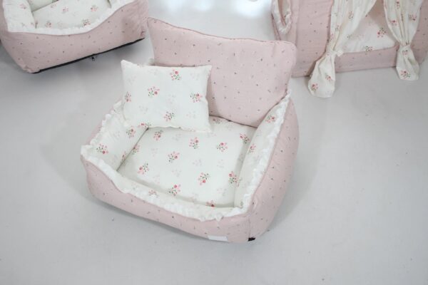 Pink Floral Puppy & Kitten Sofa Bed – soft, cozy, removable & washable mini nest. - Image 6