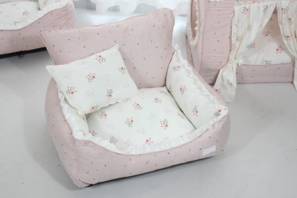 Pink Floral Puppy & Kitten Sofa Bed – soft, cozy, removable & washable mini nest. - Image 7