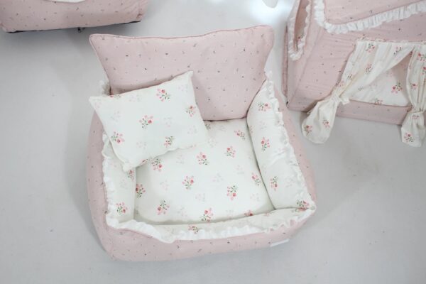 Pink Floral Puppy & Kitten Sofa Bed – soft, cozy, removable & washable mini nest. - Image 8