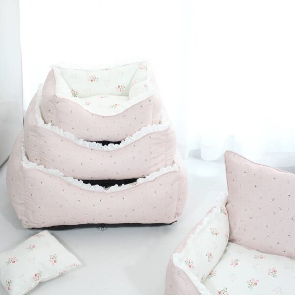 New Four-Season Pink Floral Pet Bed – Soft, Cozy Cushion for Cats & Small Dogs - Image 3