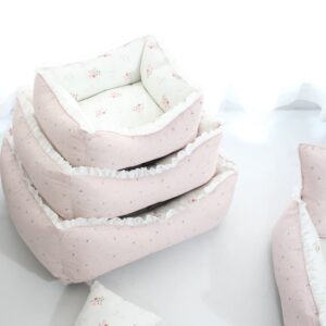 New Four-Season Pink Floral Pet Bed – Soft, Cozy Cushion for Cats & Small Dogs