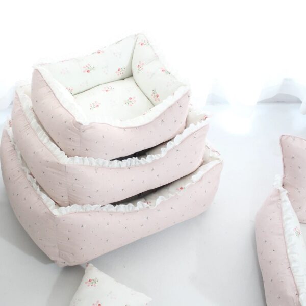 New Four-Season Pink Floral Pet Bed – Soft, Cozy Cushion for Cats & Small Dogs