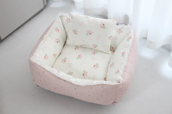 New Four-Season Pink Floral Pet Bed – Soft, Cozy Cushion for Cats & Small Dogs - Image 8